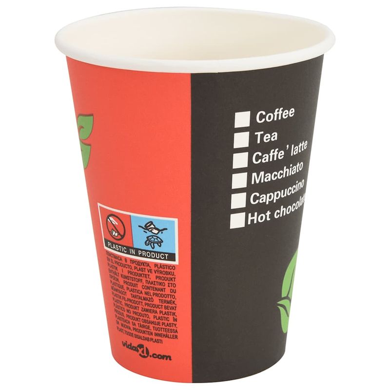 Casa si Gradina - Bucatarie si vesela - Cani si pahare - Cani si cesti - Cesti de cafea din hartie 1000 buc 12 oz 300 ml rosu si negru - Infinity.ro