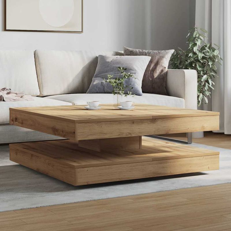 Casa si Gradina - Mobilier - Mese si birouri - Masute de cafea - Masuta cafea rotativa 360 grade, stejar artizanal 90x90x34,5 cm - Infinity.ro