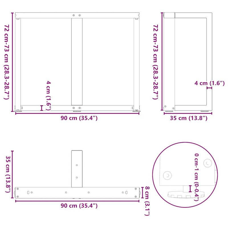 Casa si Gradina - Mobilier - Feronerie si accesorii mobila - Picioare pentru masa in forma de T, 2 buc Antracit Otel, mărime 90x35x(72-73) cm - Infinity.ro