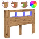Casa si Gradina - Mobilier - Paturi si accesorii - Accesorii paturi - Tablie de pat cu LED, stejar artizanal, 140x18,5x103,5 cm, lemn - Infinity.ro