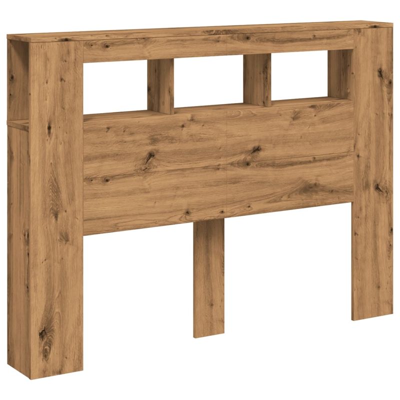 Casa si Gradina - Mobilier - Paturi si accesorii - Accesorii paturi - Tablie de pat cu LED, stejar artizanal, 140x18,5x103,5 cm, lemn - Infinity.ro