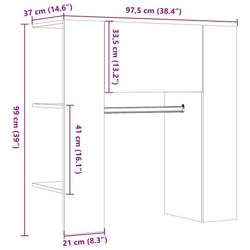 Casa si Gradina - Mobilier - Dulapuri si sifoniere - Dulapuri - Dulap pentru hol Stejar Artizanal 97,5x37x99 cm Lemn prelucrat - Infinity.ro