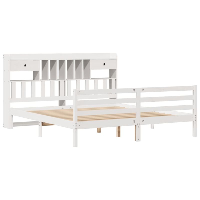 Casa si Gradina - Mobilier - Paturi si accesorii - Paturi - Pat cu biblioteca fara saltea, 180x200 cm, lemn masiv de pin - Infinity.ro