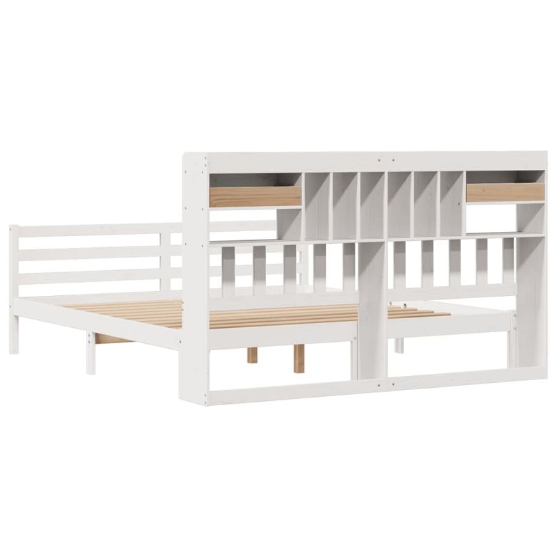 Casa si Gradina - Mobilier - Paturi si accesorii - Paturi - Pat cu biblioteca fara saltea, 180x200 cm, lemn masiv de pin - Infinity.ro