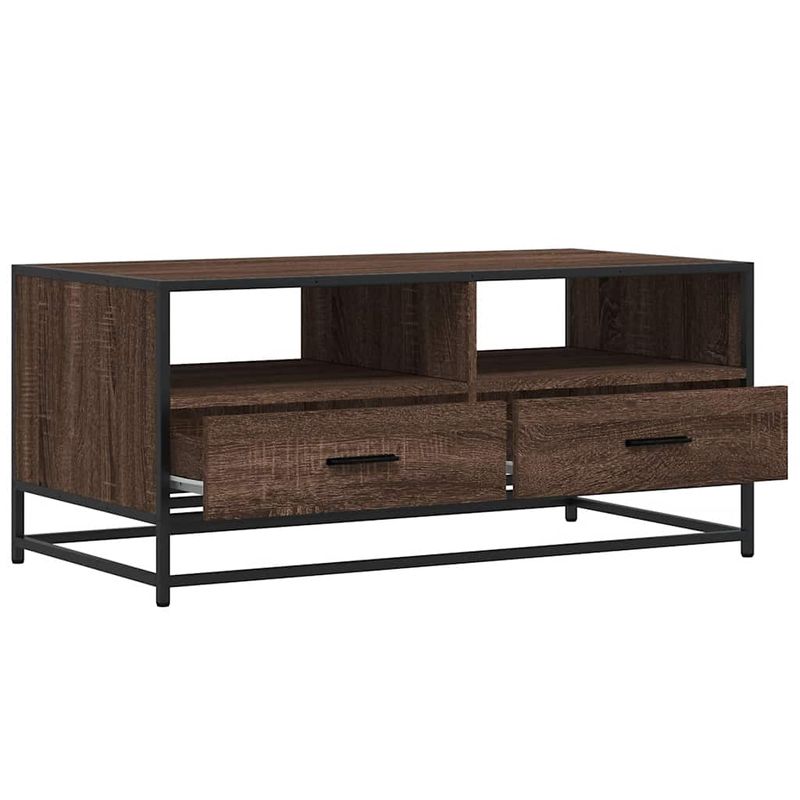 Casa si Gradina - Mobilier - Mese si birouri - Masute de cafea - Masuta cafea, stejar maro, 100x50x45 cm, lemn prelucrat/metal - Infinity.ro