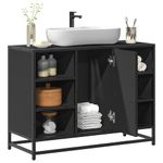 Casa si Gradina - Mobilier - Seturi de mobilier - Seturi baie - Dulap chiuveta de baie, negru, 80x33x60 cm, lemn compozit - Infinity.ro