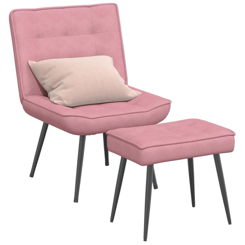 Casa si Gradina - Mobilier - Scaune si fotolii - Scaune - Scaun de relaxare cu taburet, roz, catifea - Infinity.ro