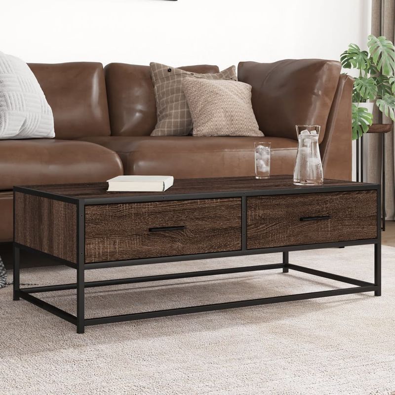 Casa si Gradina - Mobilier - Mese si birouri - Masute de cafea - Masuta cafea, stejar maro, 100x50x35 cm, lemn prelucrat/metal - Infinity.ro