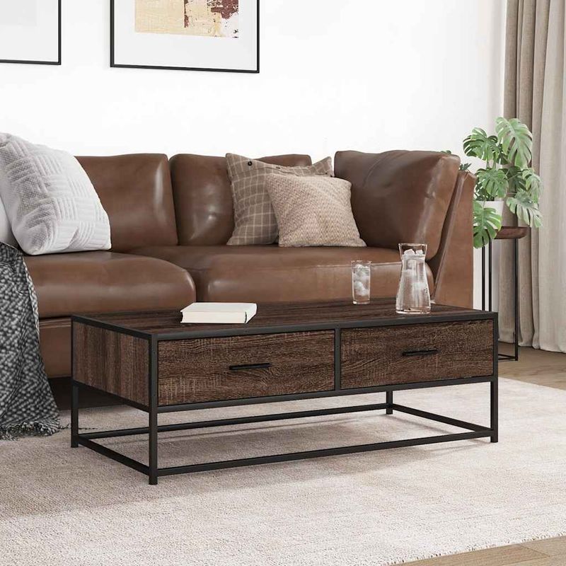 Casa si Gradina - Mobilier - Mese si birouri - Masute de cafea - Masuta cafea, stejar maro, 100x50x35 cm, lemn prelucrat/metal - Infinity.ro