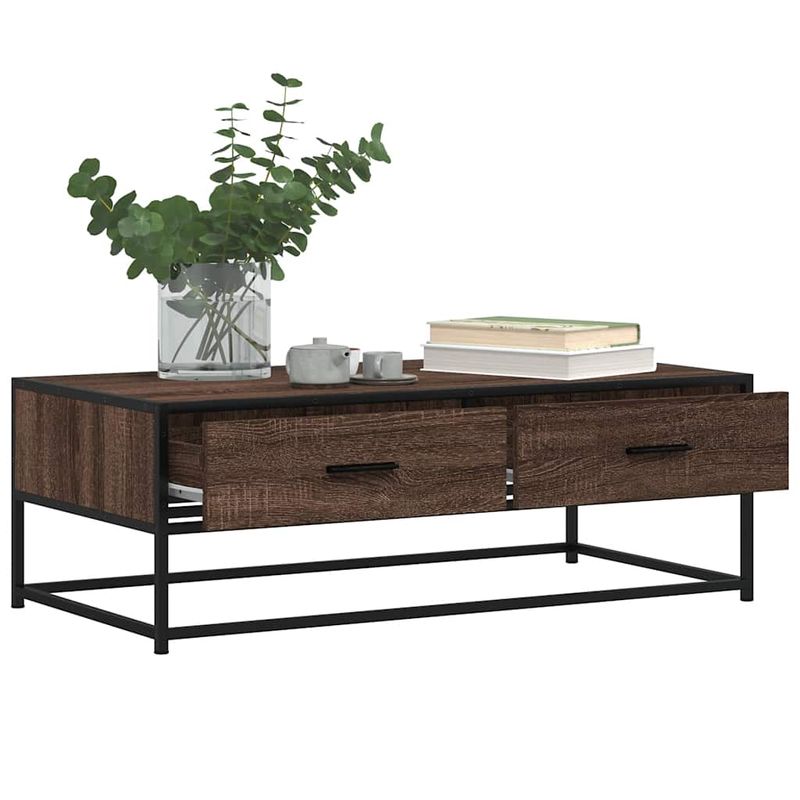 Casa si Gradina - Mobilier - Mese si birouri - Masute de cafea - Masuta cafea, stejar maro, 100x50x35 cm, lemn prelucrat/metal - Infinity.ro