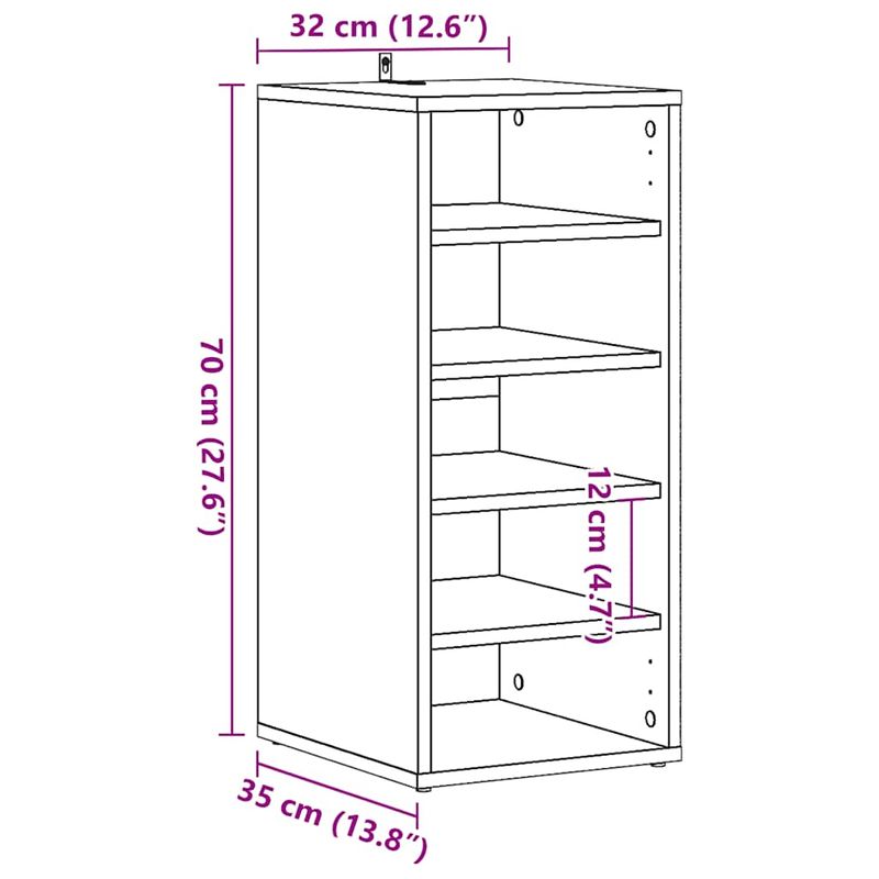 Casa si Gradina - Mobilier - Organizare si depozitare - Organizator incaltaminte - Pantofar, lemn vechi, 32x35x70 cm, lemn prelucrat, model shoe cabinet without door - Infinity.ro