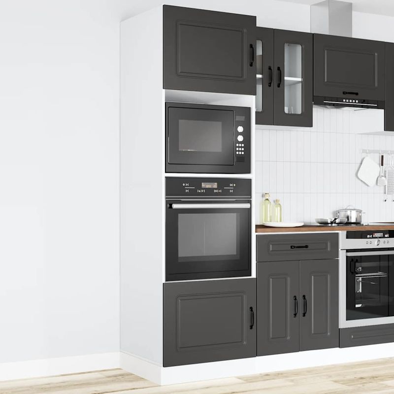 Casa si Gradina - Mobilier - Comode si corpuri - Corpuri bucatarie - Dulapuri pentru cuptor 2 buc Lucca negru lemn prelucrat - Infinity.ro