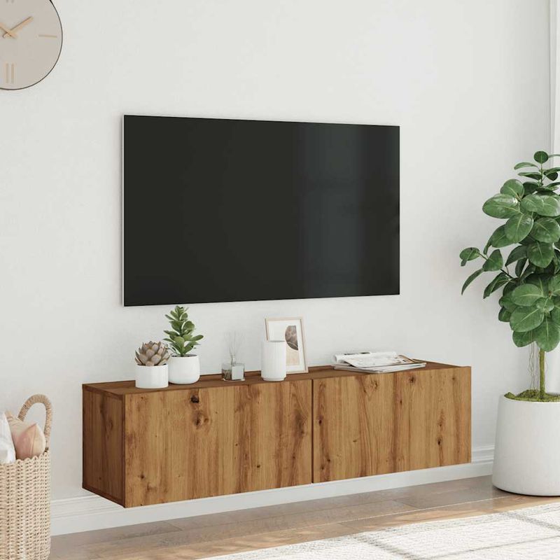 Casa si Gradina - Mobilier - Comode si corpuri - Comode - Dulap TV perete, stejar artizanal, 120x30x30 cm, lemn prelucrat - Infinity.ro