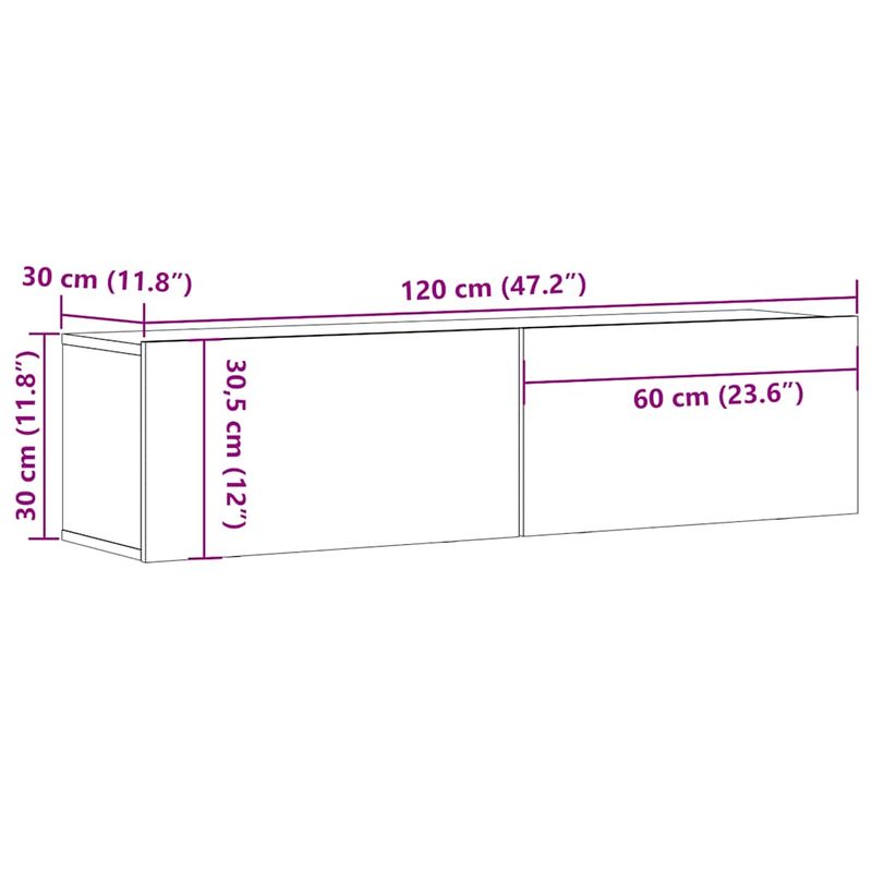 Casa si Gradina - Mobilier - Comode si corpuri - Comode - Dulap TV perete, stejar artizanal, 120x30x30 cm, lemn prelucrat - Infinity.ro