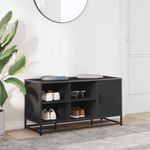 Casa si Gradina - Mobilier - Organizare si depozitare - Bancute - Banca de pantofi neagra 100x40x53,5 cm lemn si metal prelucrat - Infinity.ro