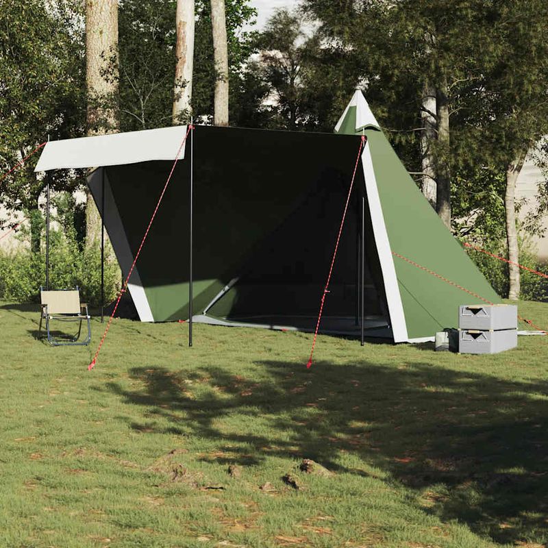 Sport si Outdoor - Camping - Corturi camping - Cort de familie Tipi pentru 6 persoane, verde, impermeabil - Infinity.ro