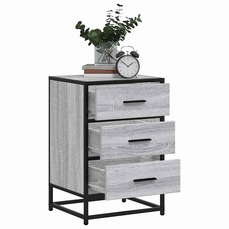 Casa si Gradina - Mobilier - Comode si corpuri - Noptiere - Noptiera gri Sonoma 40x34,5x60 cm lemn prelucrat si metal - Infinity.ro
