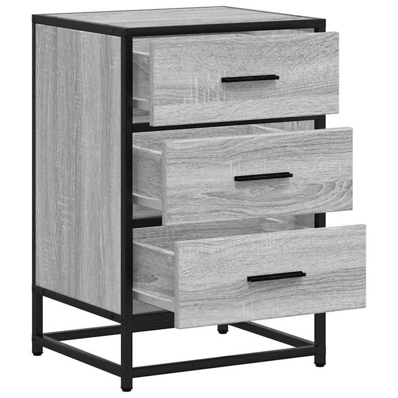 Casa si Gradina - Mobilier - Comode si corpuri - Noptiere - Noptiera gri Sonoma 40x34,5x60 cm lemn prelucrat si metal - Infinity.ro