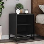 Casa si Gradina - Mobilier - Comode si corpuri - Noptiere - Noptiera neagra 40x31x50 cm lemn prelucrat si metal - Infinity.ro