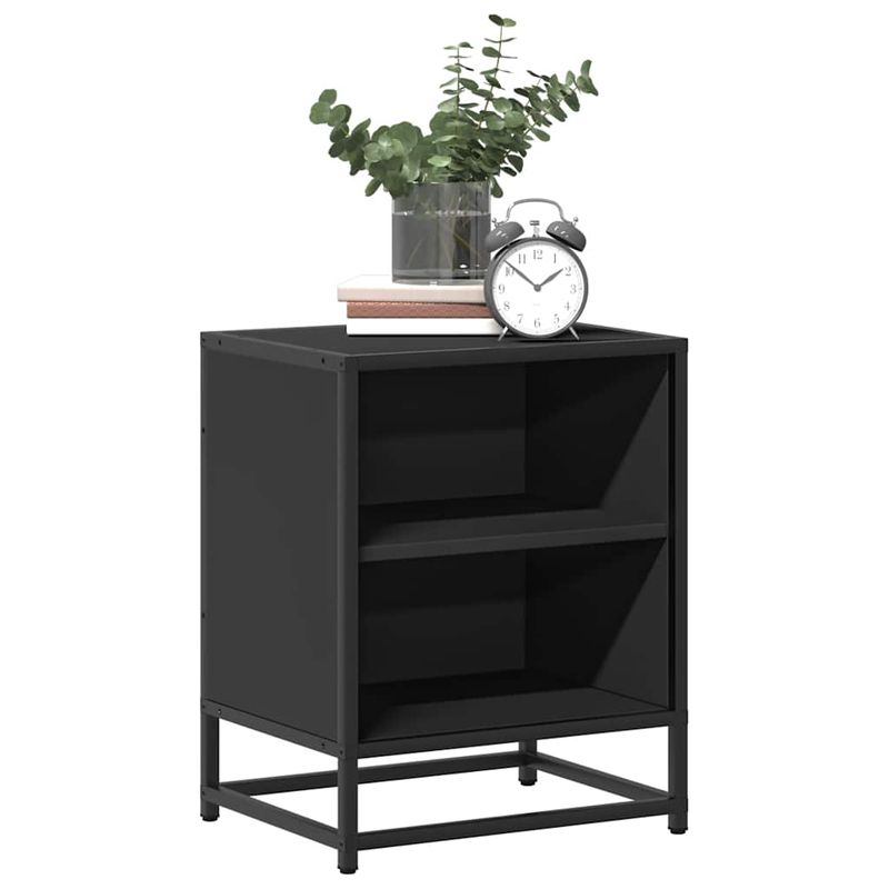 Casa si Gradina - Mobilier - Comode si corpuri - Noptiere - Noptiera neagra 40x31x50 cm lemn prelucrat si metal - Infinity.ro