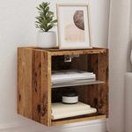 Casa si Gradina - Mobilier - Comode si corpuri - Comode - Comoda TV de perete cu lumini LED, lemn vechi, 30x28,5x30 cm - Infinity.ro
