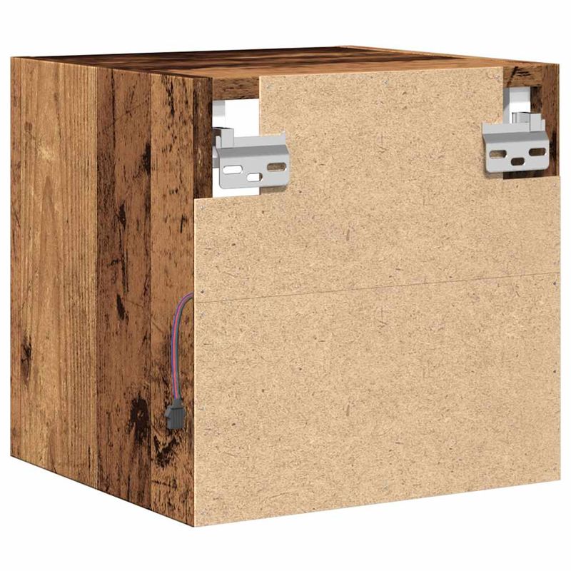 Casa si Gradina - Mobilier - Comode si corpuri - Comode - Comoda TV de perete cu lumini LED, lemn vechi, 30x28,5x30 cm - Infinity.ro