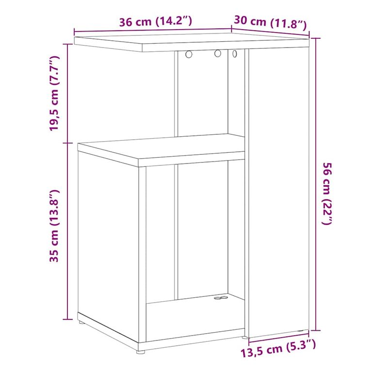 Casa si Gradina - Mobilier - Mese si birouri - Mese living - Masa laterala din lemn vechi 36x30x56 cm din lemn prelucrat - Infinity.ro