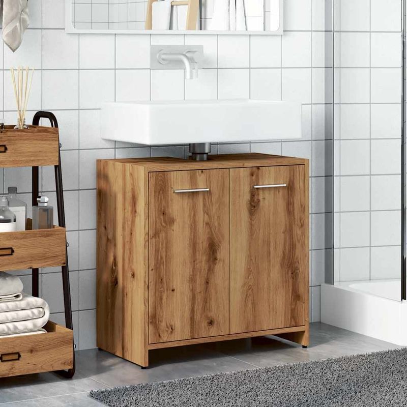 Casa si Gradina - Mobilier - Mobilier baie - Comode baie - Dulap chiuveta baie, stejar artizanal 65x33x60cm lemn prelucrat - Infinity.ro
