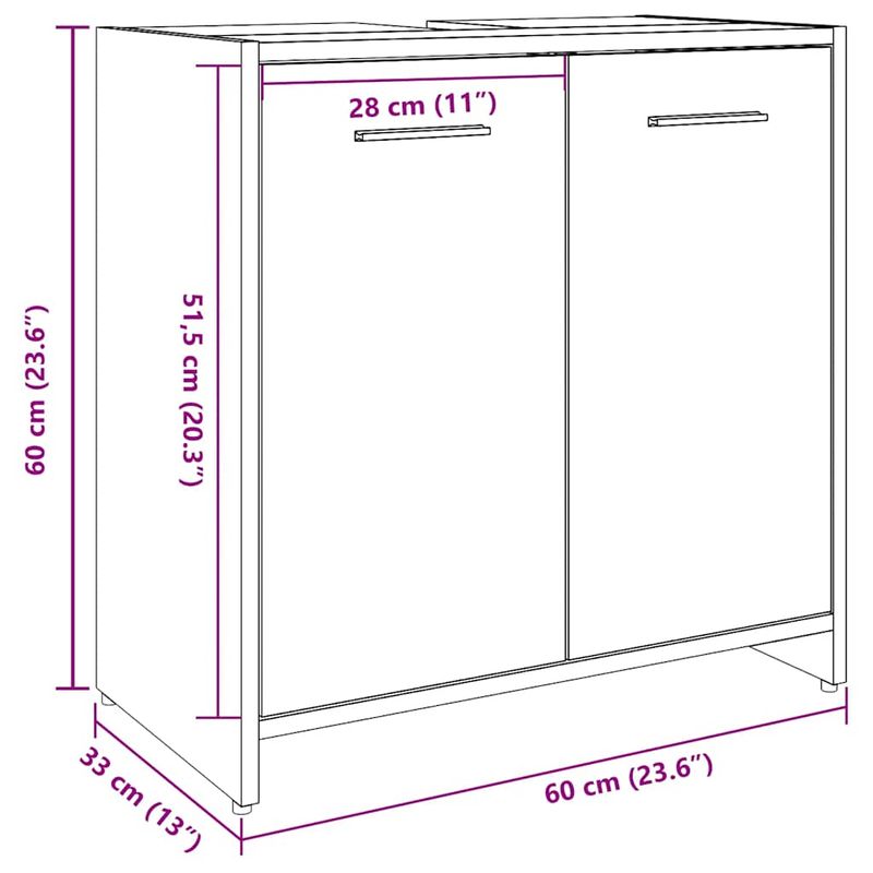 Casa si Gradina - Mobilier - Mobilier baie - Comode baie - Dulap chiuveta baie, stejar artizanal 65x33x60cm lemn prelucrat - Infinity.ro