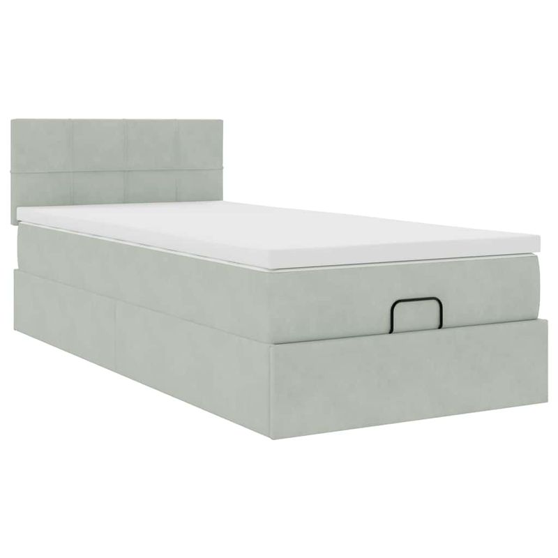 Casa si Gradina - Mobilier - Paturi si accesorii - Paturi - Cadru de pat otoman cu saltea Gri deschis 80x200cm catifea - Infinity.ro