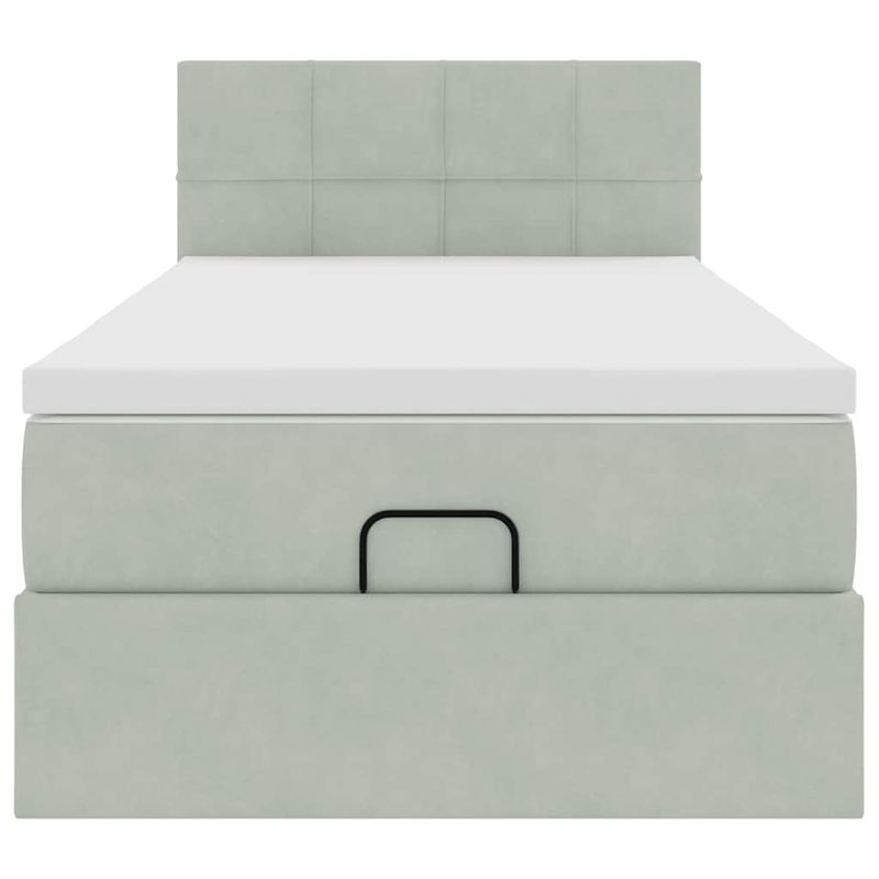 Casa si Gradina - Mobilier - Paturi si accesorii - Paturi - Cadru de pat otoman cu saltea Gri deschis 80x200cm catifea - Infinity.ro