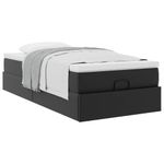 Casa si Gradina - Mobilier - Paturi si accesorii - Paturi - Cadru de pat otoman cu saltea neagra 90x200cm piele artificiala - Infinity.ro