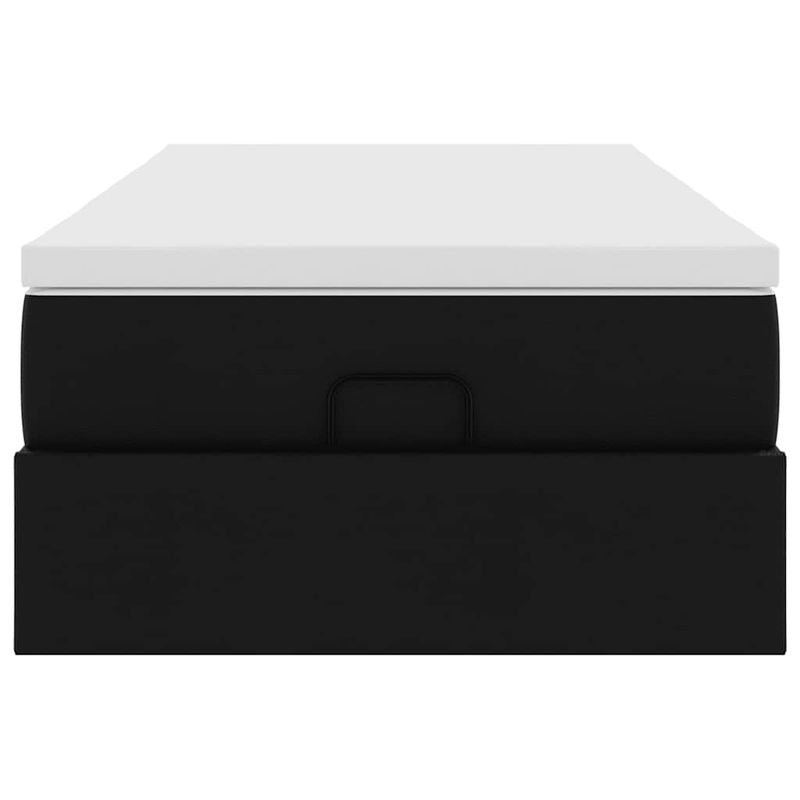 Casa si Gradina - Mobilier - Paturi si accesorii - Paturi - Cadru de pat otoman cu saltea neagra 90x200cm piele artificiala - Infinity.ro
