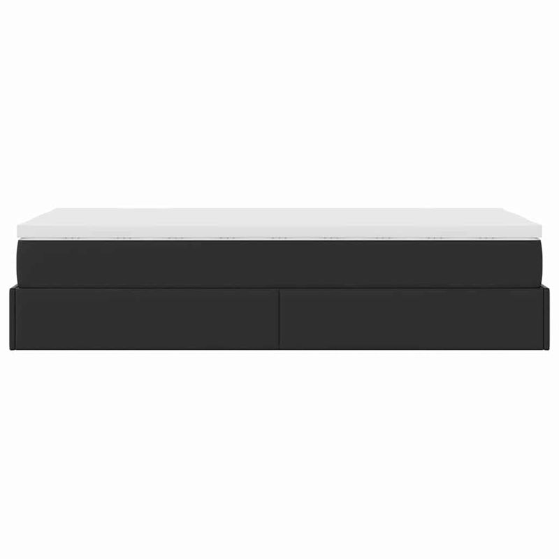 Casa si Gradina - Mobilier - Paturi si accesorii - Paturi - Cadru de pat otoman cu saltea neagra 90x200cm piele artificiala - Infinity.ro