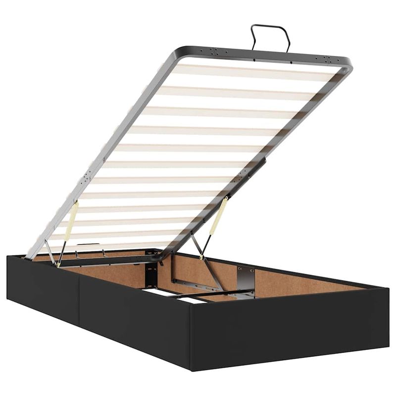 Casa si Gradina - Mobilier - Paturi si accesorii - Paturi - Cadru de pat otoman cu saltea neagra 90x200cm piele artificiala - Infinity.ro