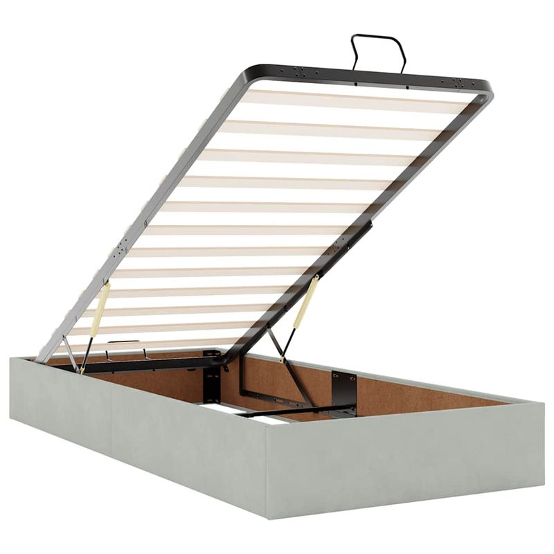 Casa si Gradina - Mobilier - Paturi si accesorii - Paturi - Cadru de pat otoman cu saltea Gri deschis 80x200cm catifea - Infinity.ro