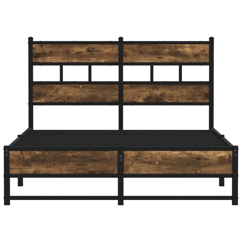 Casa si Gradina - Mobilier - Paturi si accesorii - Paturi - Cadru pat metalic fara saltea, stejar fumuriu, 120x190 cm - Infinity.ro