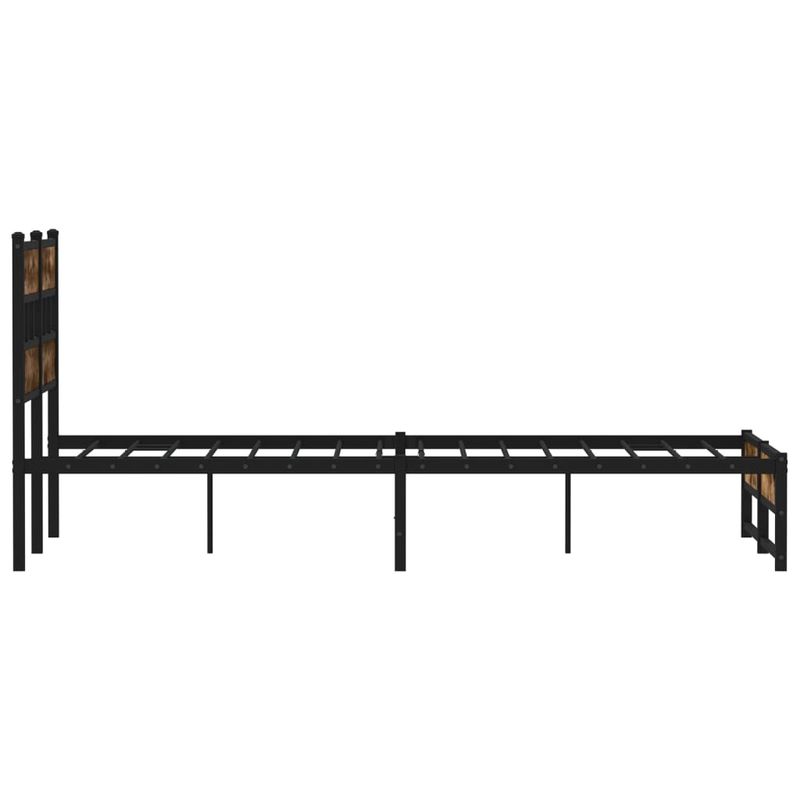 Casa si Gradina - Mobilier - Paturi si accesorii - Paturi - Cadru pat metalic fara saltea, stejar fumuriu, 120x190 cm - Infinity.ro