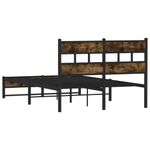 Casa si Gradina - Mobilier - Paturi si accesorii - Paturi - Cadru pat metalic fara saltea, stejar fumuriu, 120x190 cm - Infinity.ro