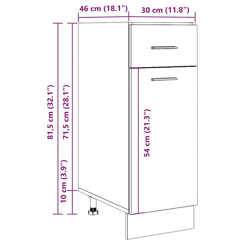 Casa si Gradina - Mobilier - Comode si corpuri - Corpuri bucatarie - Dulap inferior cu sertar lemn vechi 30x46x81,5cm lemn prelucrat - Infinity.ro