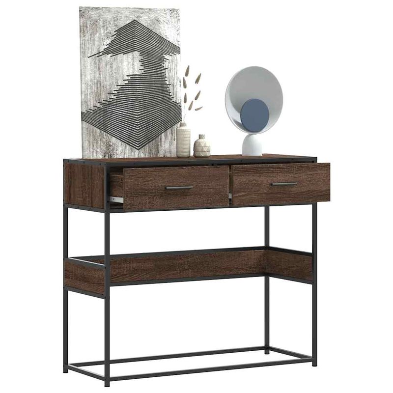 Casa si Gradina - Mobilier - Comode si corpuri - Console - Masuta consola, stejar maro, 90x35x80 cm, lemn prelucrat - Infinity.ro