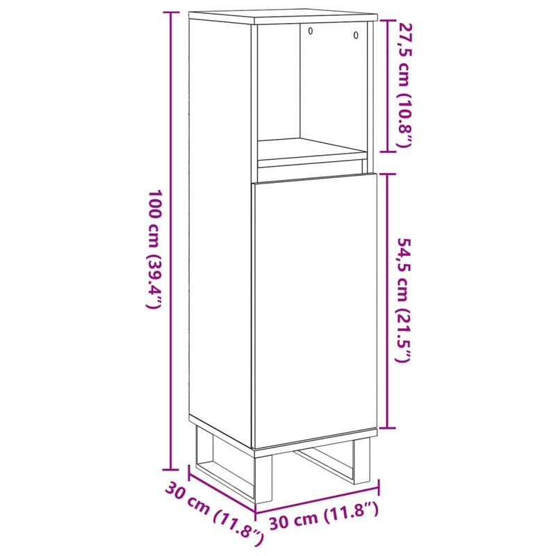 Casa si Gradina - Mobilier - Mobilier baie - Corpuri baie - Dulap de baie, lemn vechi, 30x30x100 cm, lemn prelucrat - Infinity.ro
