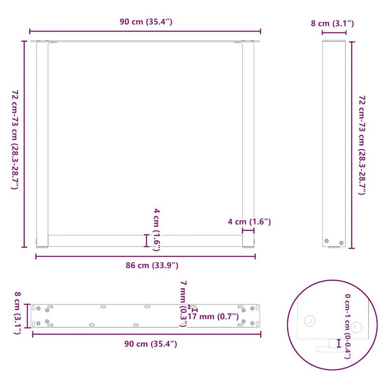 Casa si Gradina - Mobilier - Feronerie si accesorii mobila - Picioare pentru masuta de cafea in forma U 2 buc Antracit Otel - Infinity.ro