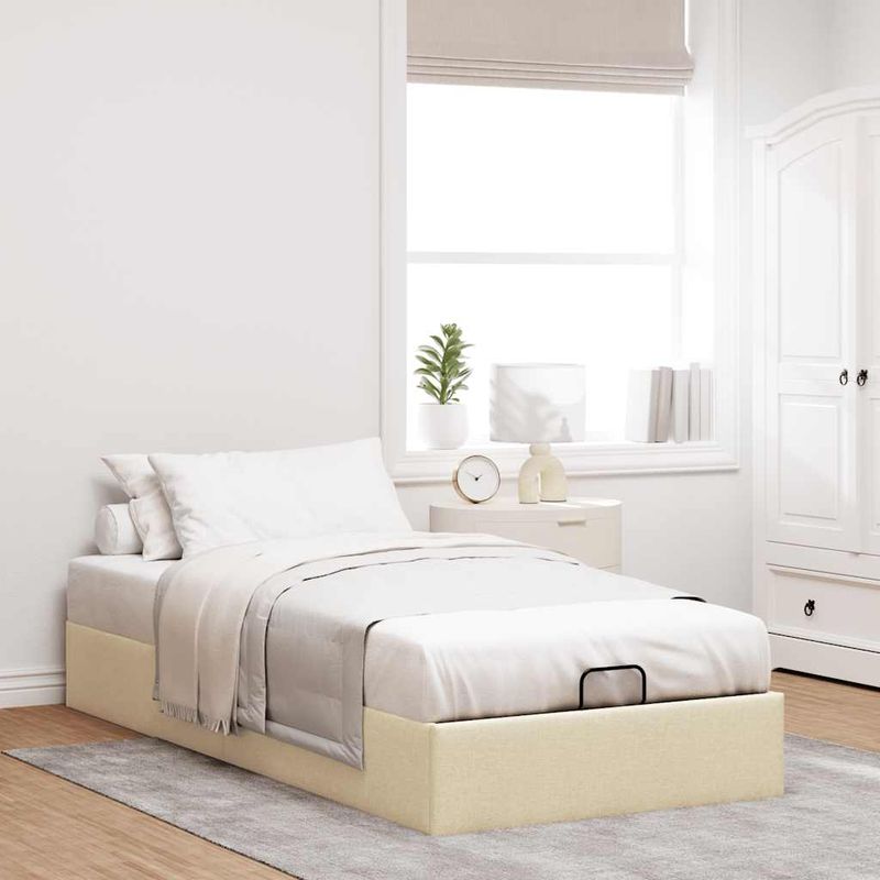 Casa si Gradina - Mobilier - Paturi si accesorii - Paturi - Cadru pat otoman fara saltea crema 80x200 cm tesatura - Infinity.ro