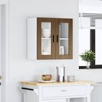 Casa si Gradina - Mobilier - Comode si corpuri - Corpuri bucatarie - Dulap de bucatarie cu usa din sticla din stejar maro „Porto”., mărime 60x31x60 cm, model 1x dulap de perete din sticlă (2 uși) - Infinity.ro