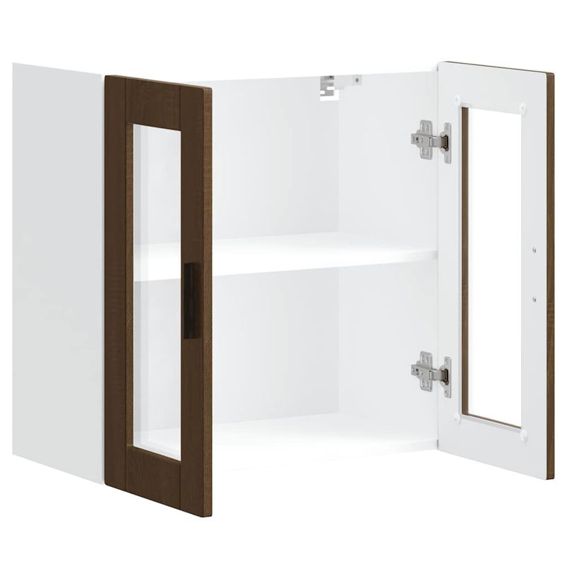 Casa si Gradina - Mobilier - Comode si corpuri - Corpuri bucatarie - Dulap de bucatarie cu usa din sticla din stejar maro „Porto”., mărime 60x31x60 cm, model 1x dulap de perete din sticlă (2 uși) - Infinity.ro