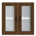Casa si Gradina - Mobilier - Comode si corpuri - Corpuri bucatarie - Dulap de bucatarie cu usa din sticla din stejar maro „Porto”., mărime 60x31x60 cm, model 1x dulap de perete din sticlă (2 uși) - Infinity.ro