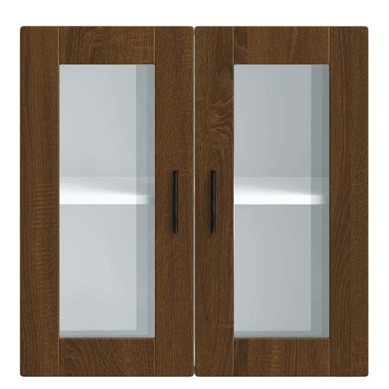Casa si Gradina - Mobilier - Comode si corpuri - Corpuri bucatarie - Dulap de bucatarie cu usa din sticla din stejar maro „Porto”., mărime 60x31x60 cm, model 1x dulap de perete din sticlă (2 uși) - Infinity.ro