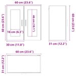 Casa si Gradina - Mobilier - Comode si corpuri - Corpuri bucatarie - Dulap de bucatarie cu usa din sticla din stejar maro „Porto”., mărime 60x31x60 cm, model 1x dulap de perete din sticlă (2 uși) - Infinity.ro