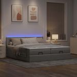 Casa si Gradina - Mobilier - Paturi si accesorii - Paturi - Cadru de pat otoman cu saltele Gri deschis 180x200cm Material - Infinity.ro